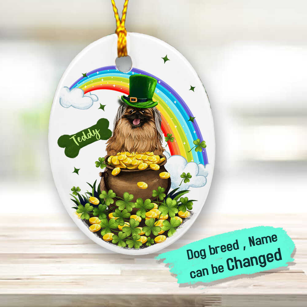 Personalized gifts for dog lovers - St. Patrick&#39;s Day - Ceramic Ornament (PRINTED ON BOTH SIDES) - Lucky Charm