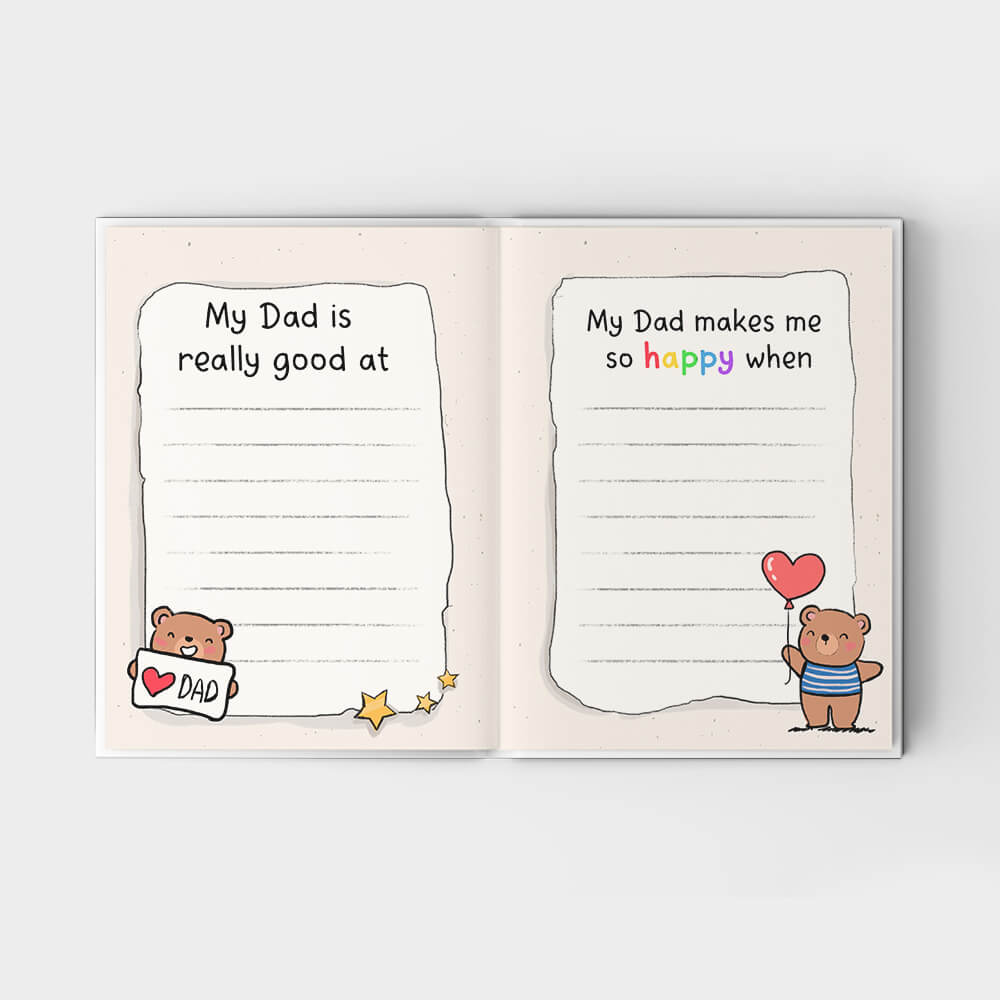 A Little Book About My Awesome Dad - Fill In The Blank Hardcover Book With Prompts For Kids to Fill with their Own Words, Drawings and Pictures - Bear