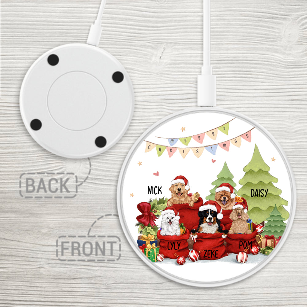 Personalized Christmas Wireless Charger gifts for for dog cat lovers - Santa bag