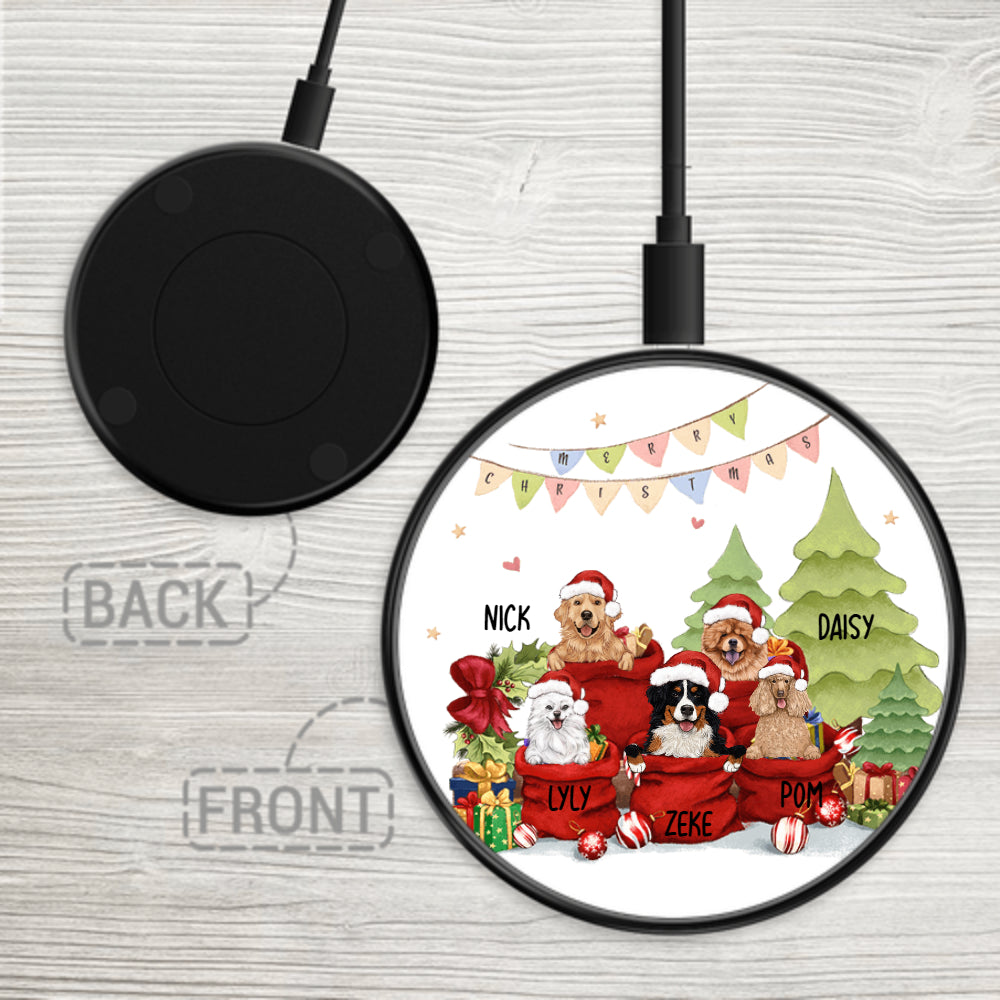 Personalized Christmas Wireless Charger gifts for for dog cat lovers - Santa bag