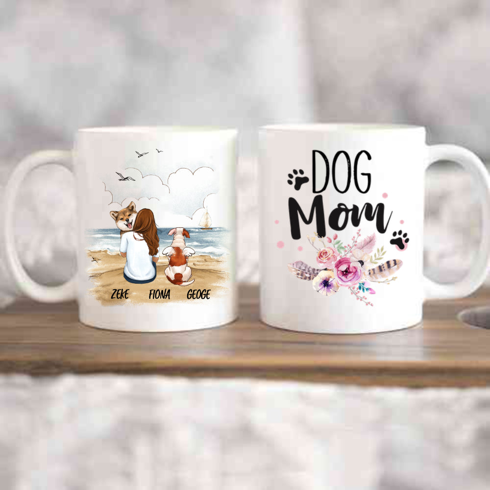 Personalized Coffee Mug Gifts For Dog Lovers - Dog Mom - Beach