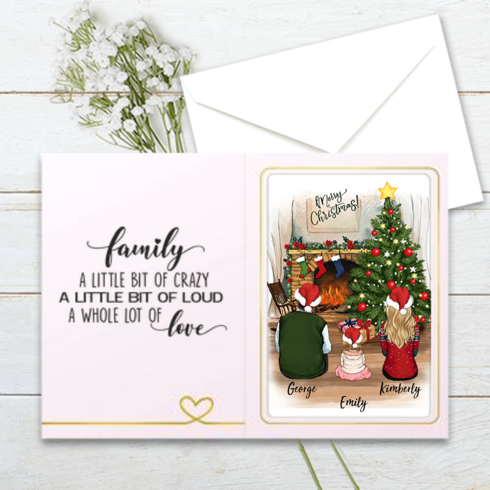Personalized Family Folded Greeting Card gift for the whole family - UP TO 5 PEOPLE - Christmas-Custom Message