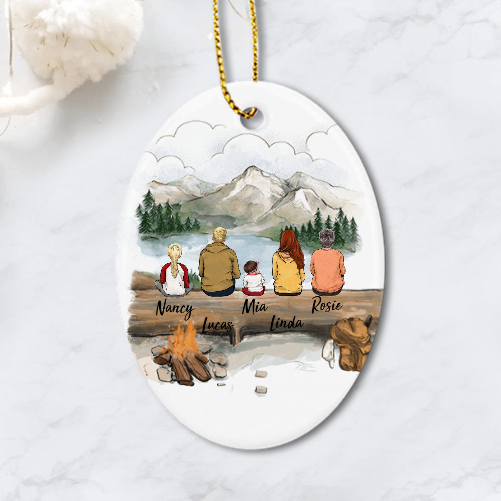 Personalized family Christmas Ceramic Ornaments gifts for the whole family (PRINTED ON BOTH SIDES) - UP TO 5 PEOPLE - Mountain - Hiking - 2426