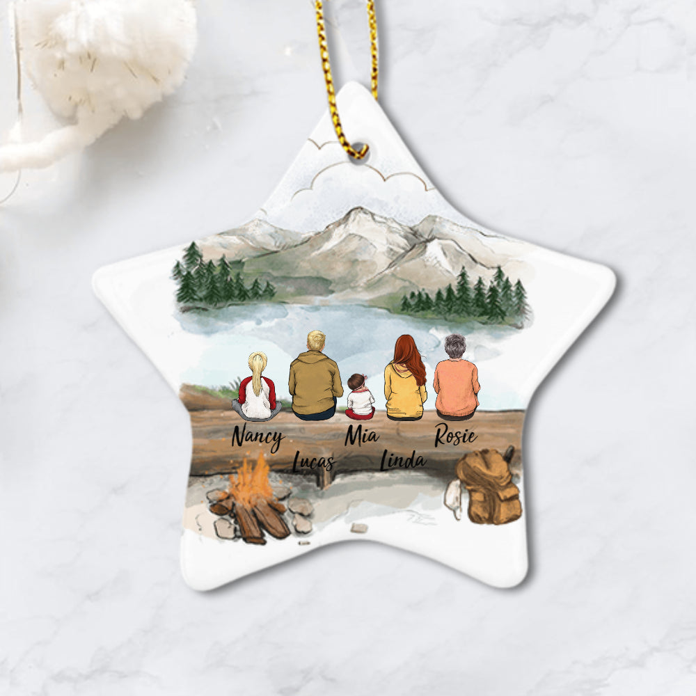 Personalized family Christmas Ceramic Ornaments gifts for the whole family (PRINTED ON BOTH SIDES) - UP TO 5 PEOPLE - Mountain - Hiking - 2426