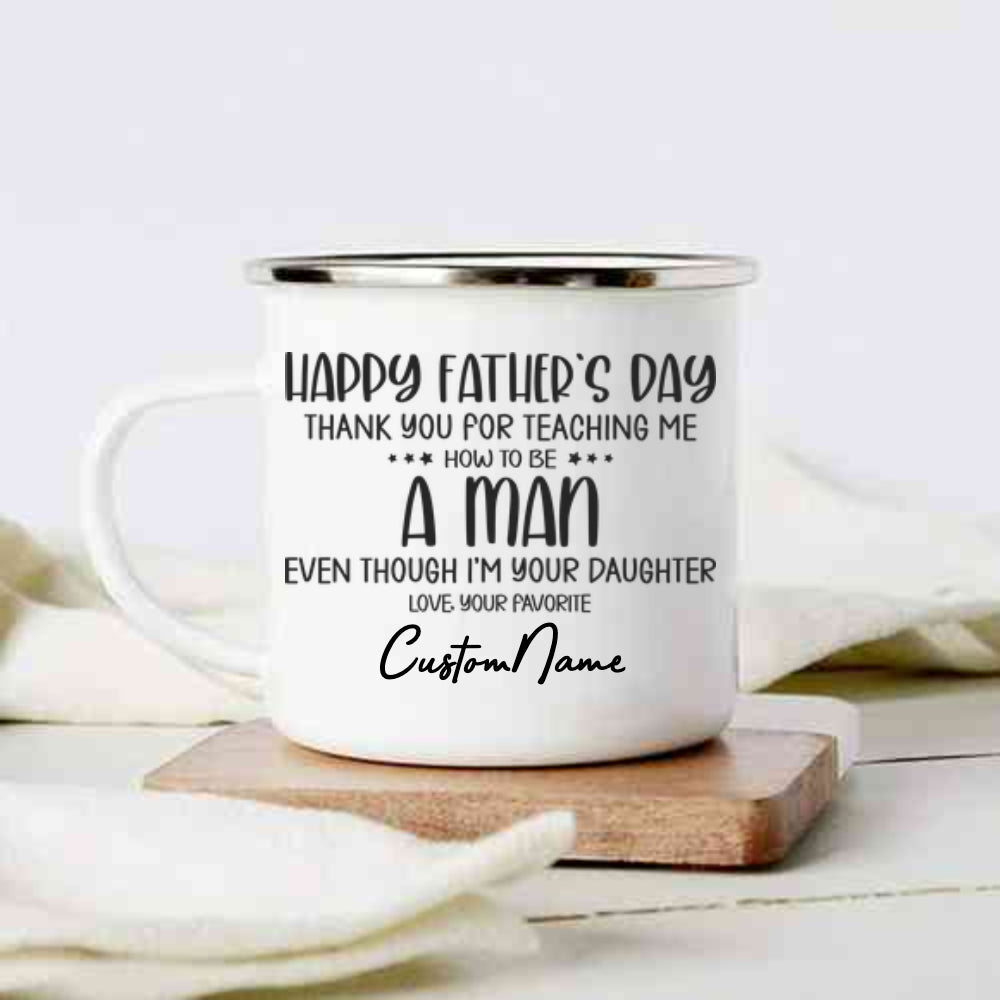 Personalized campfire mug gifts for dad with funny sayings
