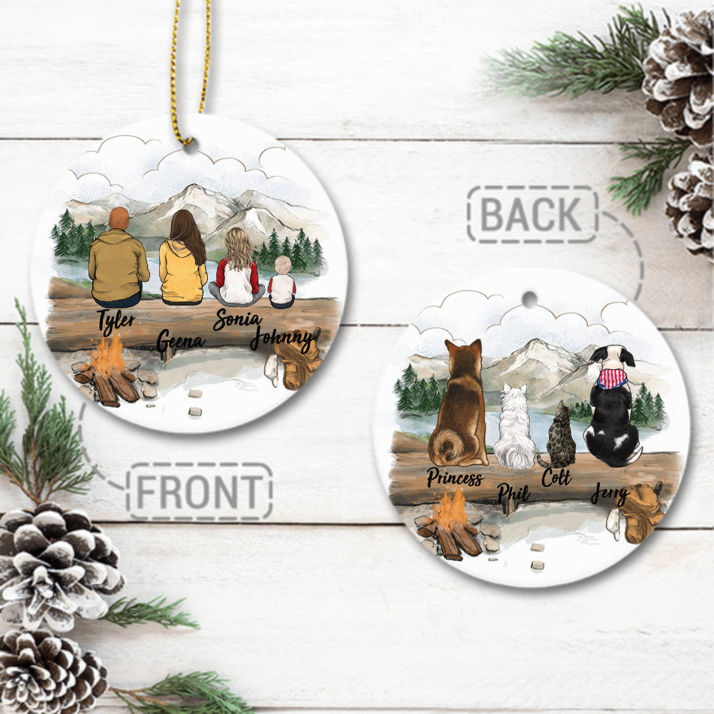 Personalized Family Ornaments With Dog &amp; Cat - Hilking - Personalized Christmas Ceramic Ornaments