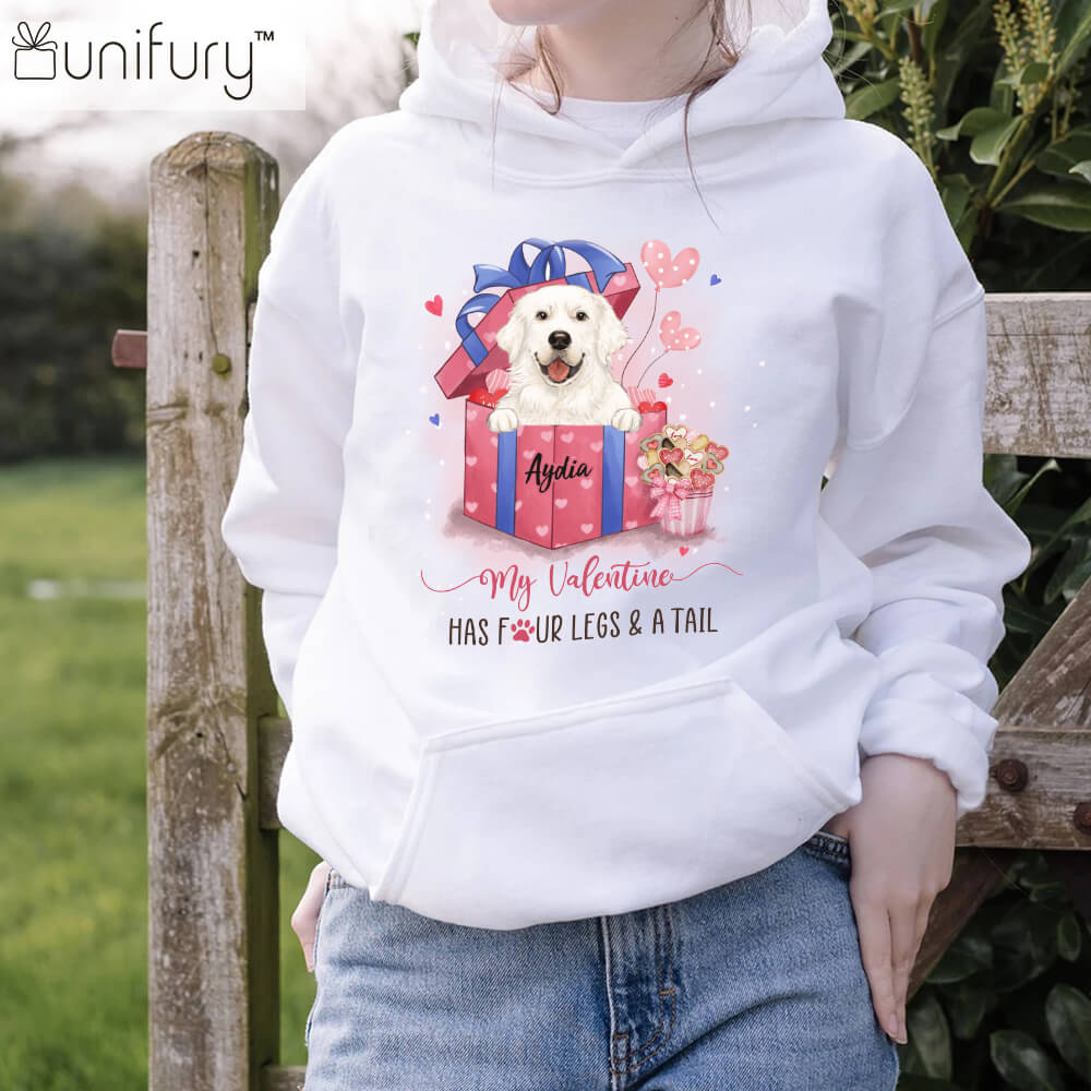 Personalized Hoodie Gift For Dog Lovers - My Valentine Has Four Legs And A Tail - Gift Box