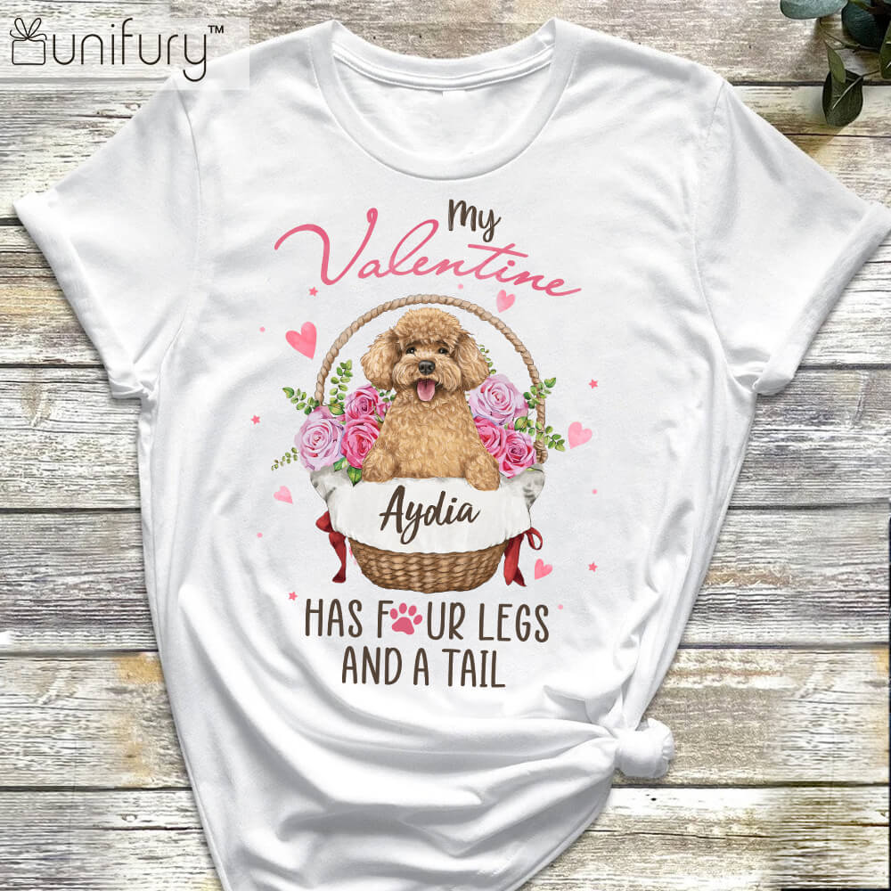 Personalized T-shirt Gift For Dog Lovers - My Valentine Has Four Legs And A Tail - Flower