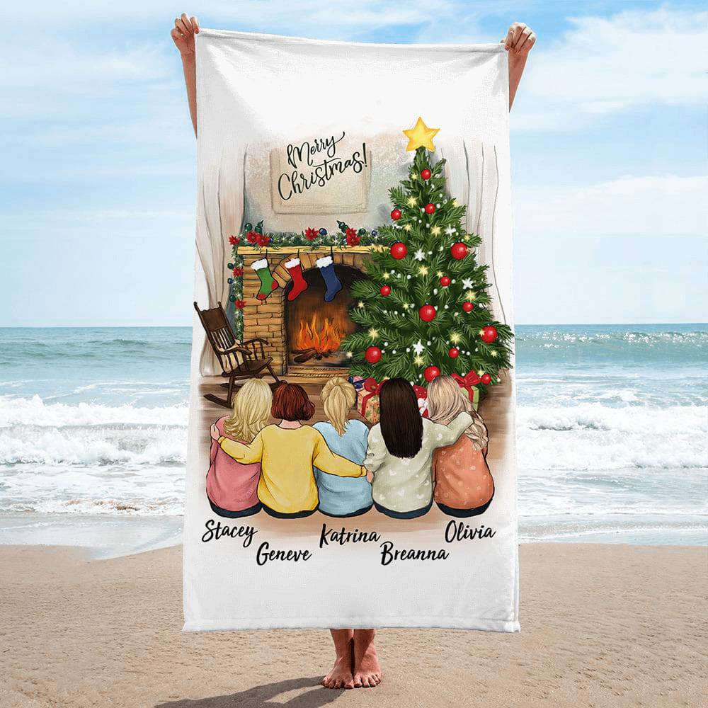 Custom Best Friend Christmas Beach Towel