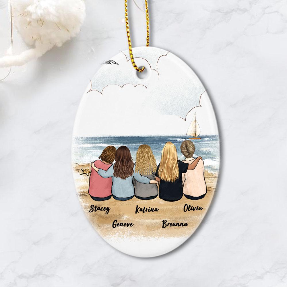 best friend sitting on beach oval ornament gift for best friends or sisters