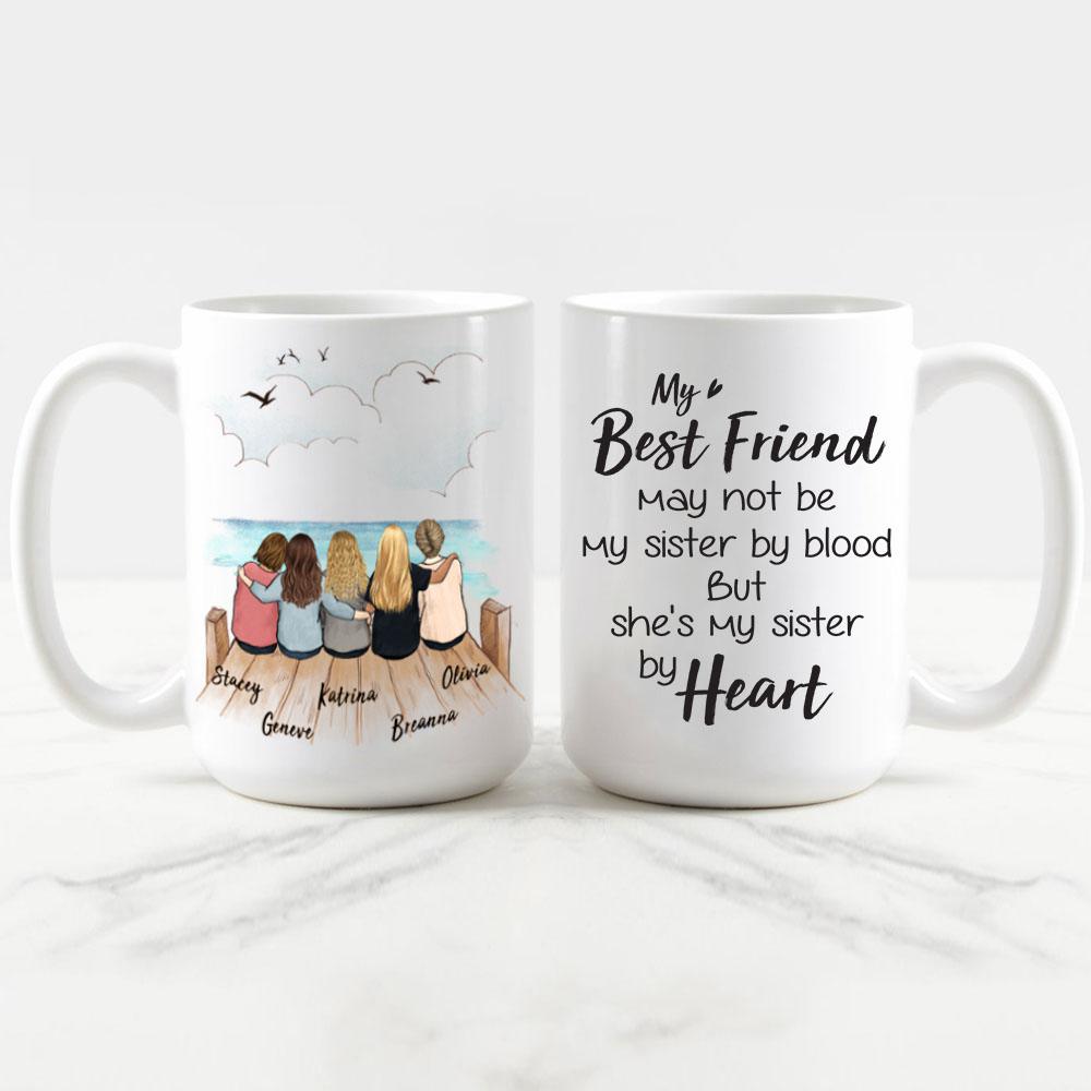 best friend sitting on wooden dock 11oz or 15oz mug gift for best friends or sisters