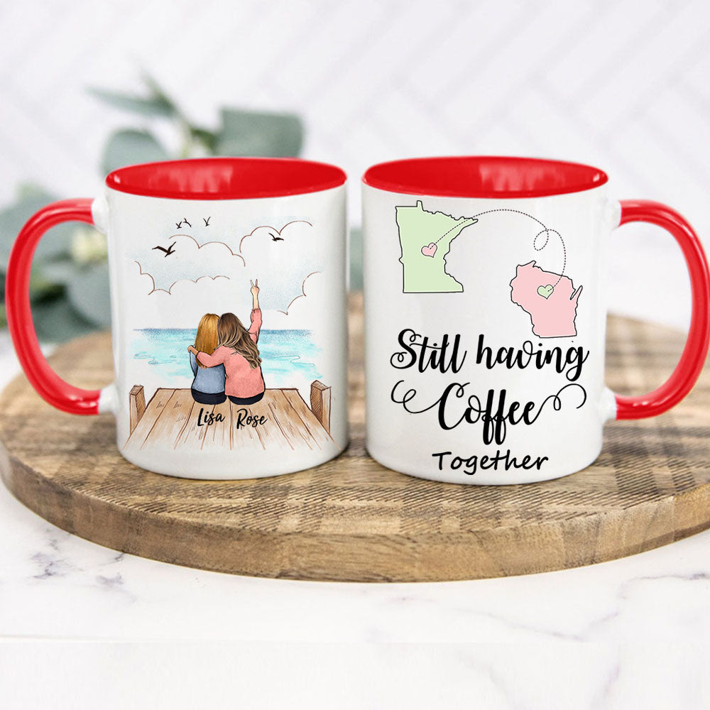 red two tone mug gift for best friends long distance relationship