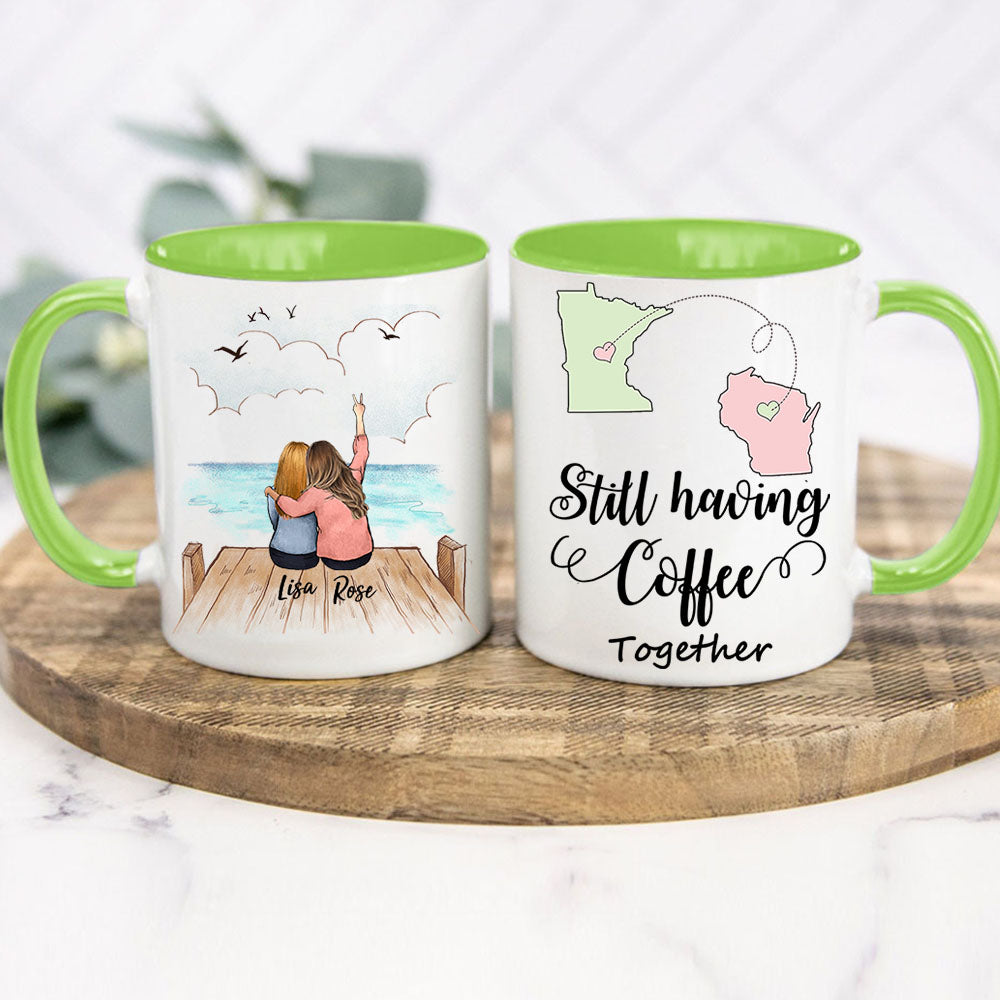 light green two tone mug gift for best friends long distance relationship