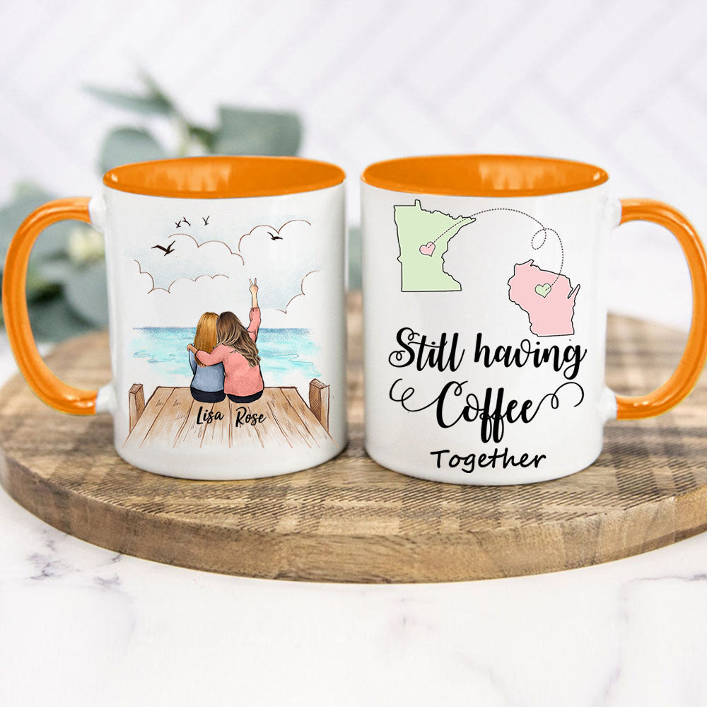 orange two tone mug gift for best friends long distance relationship