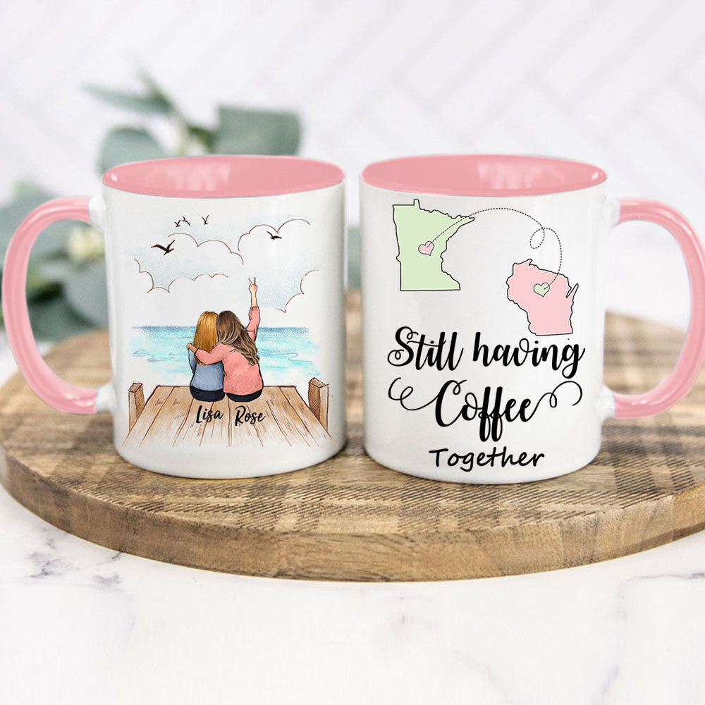 pink two tone mug gift for best friends long distance relationship