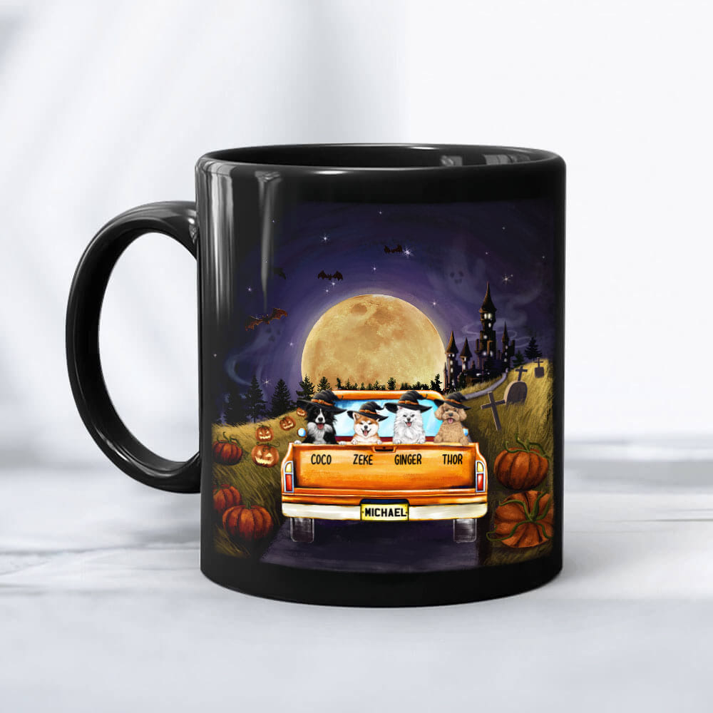 Personalized Halloween gifts for dog cat lovers coffee mug - Pickup Truck