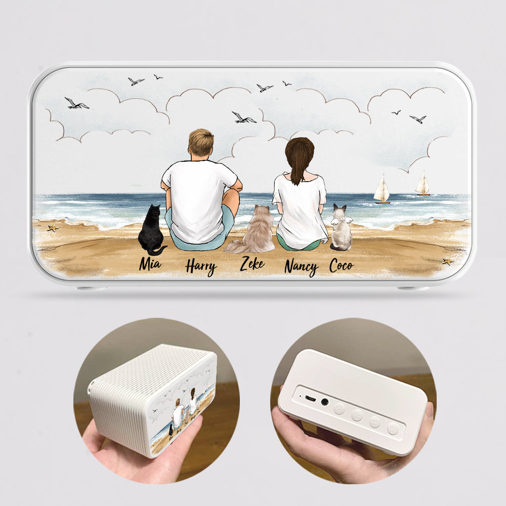 Personalized Beach Bluetooth Speaker gifts for cat lovers - CAT &amp; COUPLE