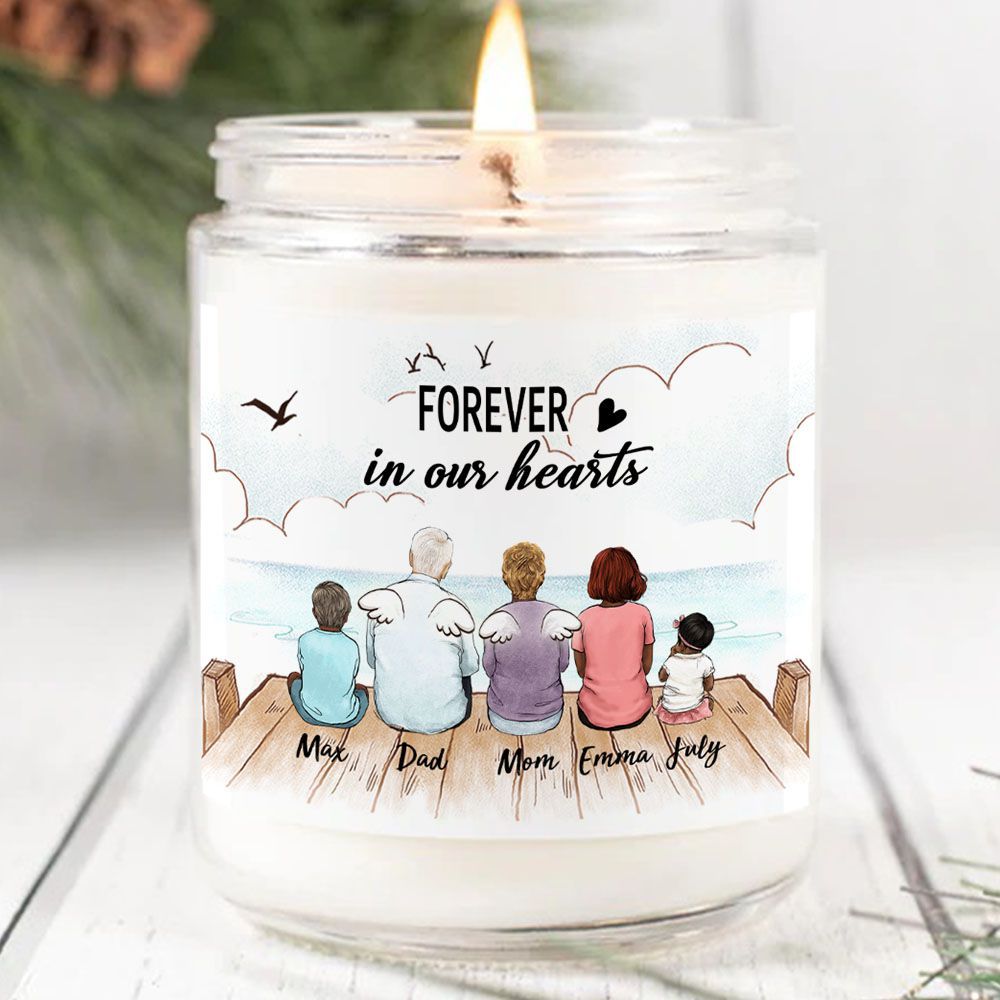 Personalized Memorial Soy Wax Candle for lost loved one - Up To 5 People - Forever in our hearts