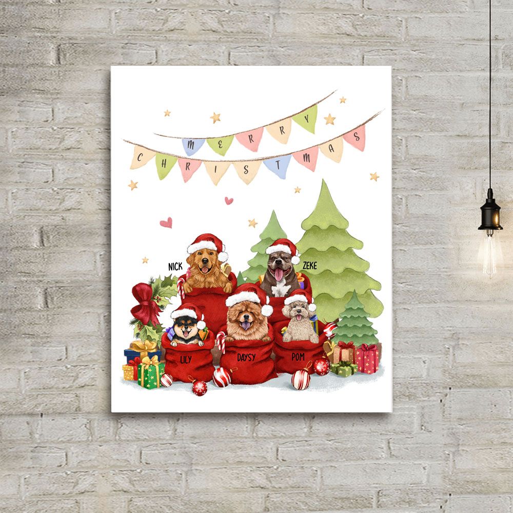 Personalized Christmas gifts for dog cat lovers Canvas Print Wall Art - Santa bag