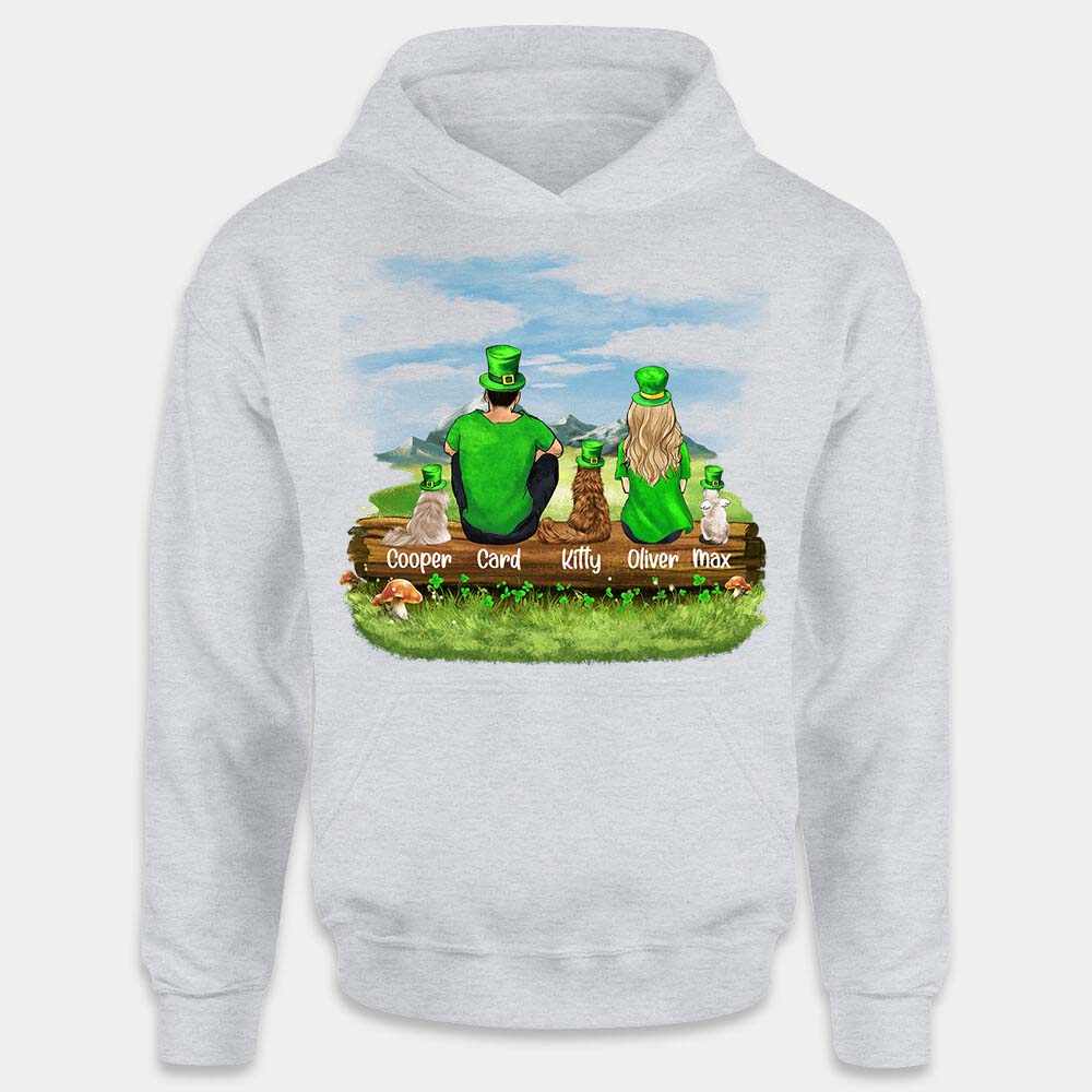 Personalized custom cat &amp; couple Hoodie St Patrick&#39;s Day - 2422