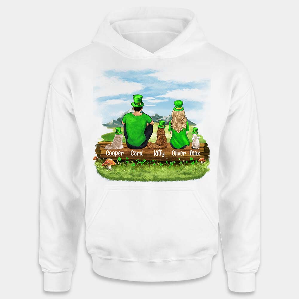 Personalized custom cat &amp; couple Hoodie St Patrick&#39;s Day - 2422
