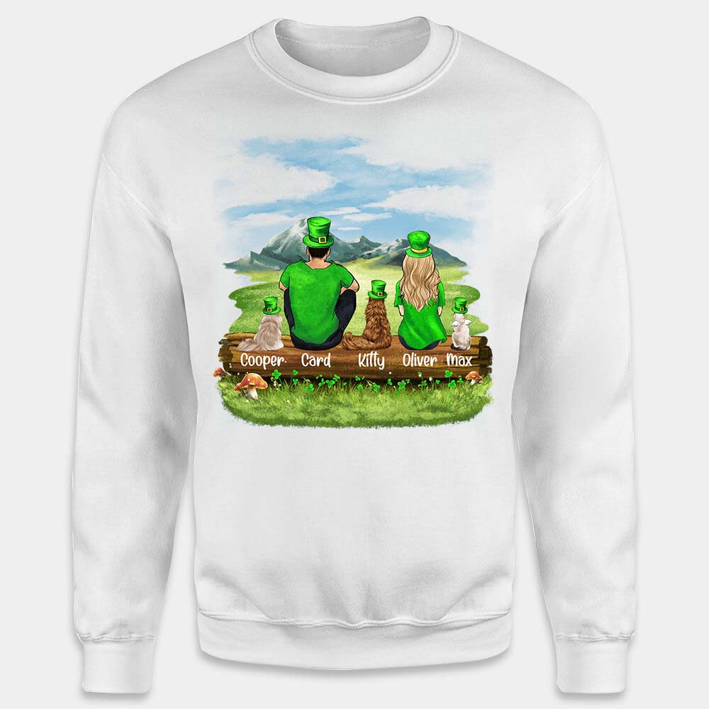 Personalized custom cat &amp; couple Sweatshirt St Patrick&#39;s Day - 2422