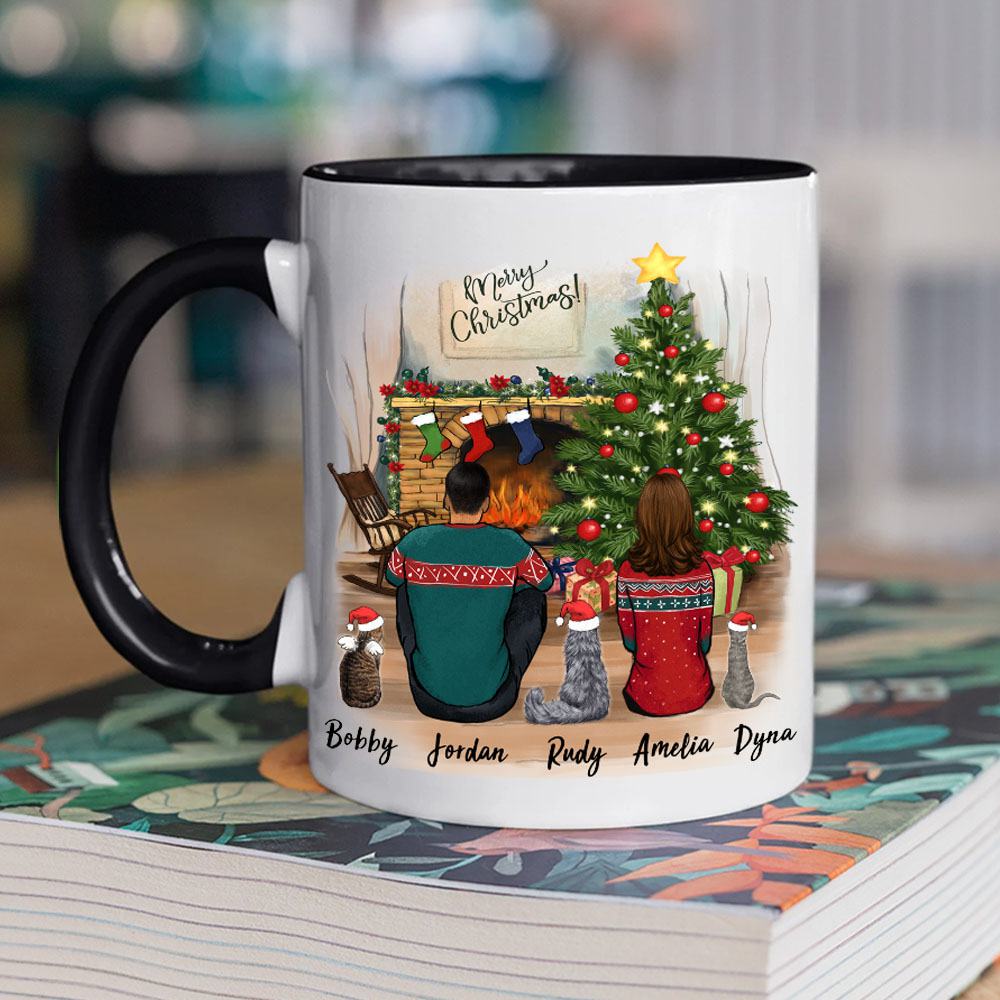 cat and cat owner christmas black two tone accent mug gift for cat lovers