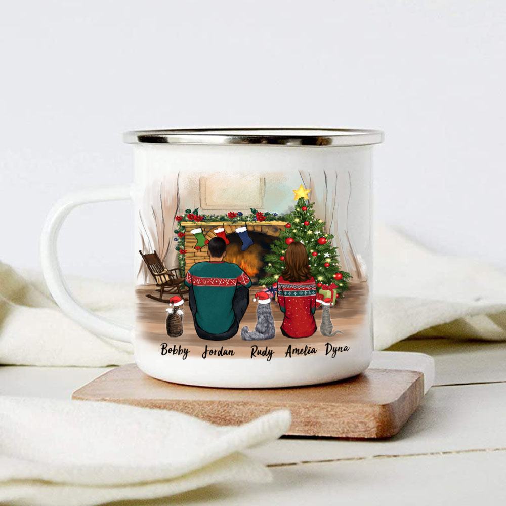 cat and cat owner christmas campfire mug gift for cat lovers
