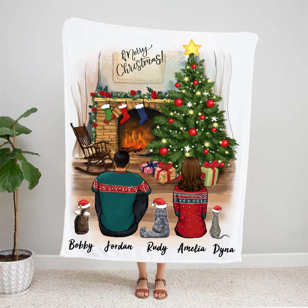 Personalized Christmas Blanket for Cat lovers 