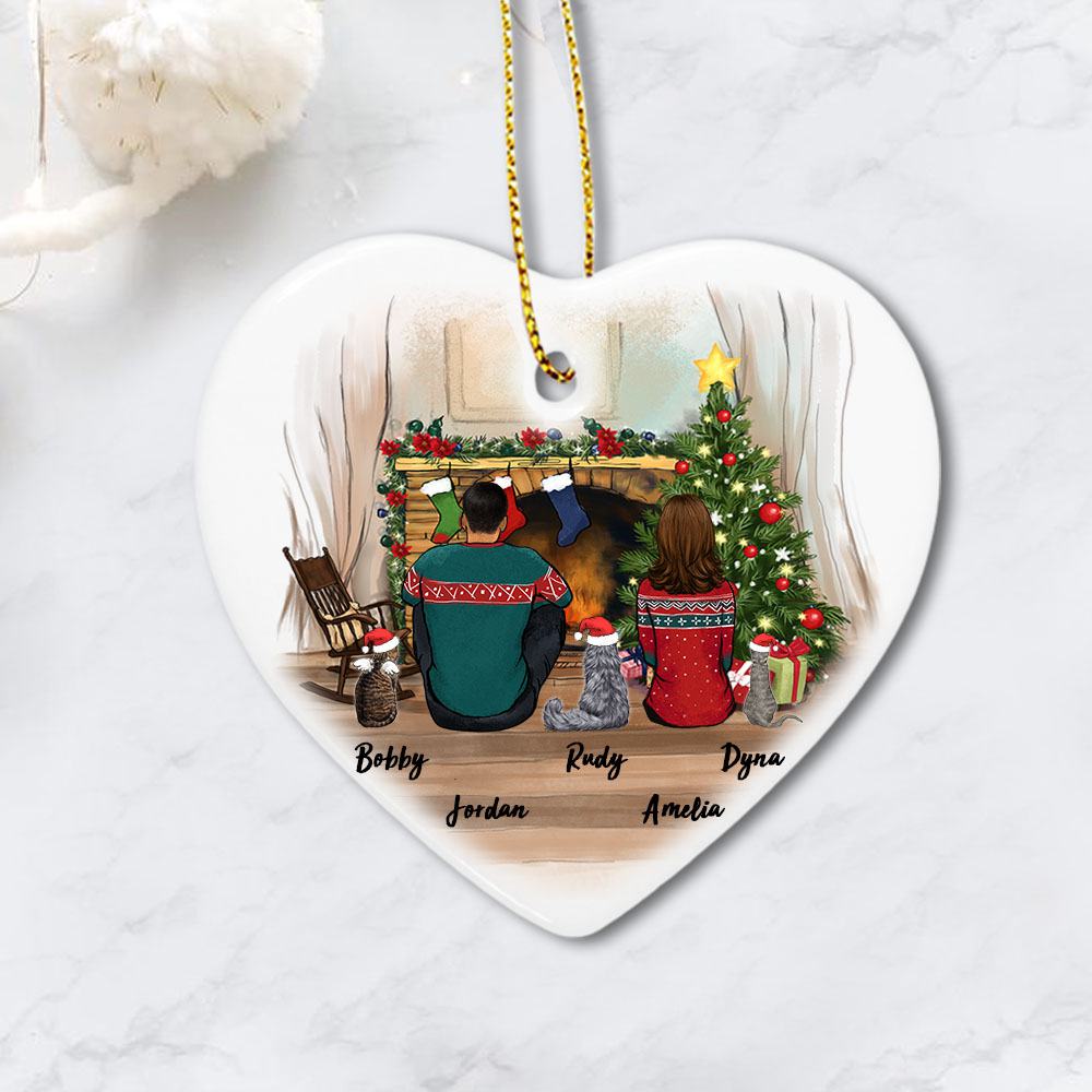 cat and cat owner christmas heart ornament gift for cat lovers