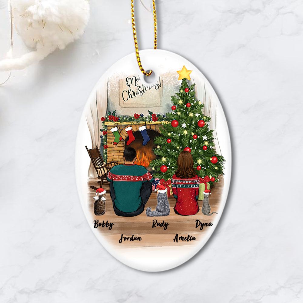 cat and cat owner christmas oval ornament gift for cat lovers