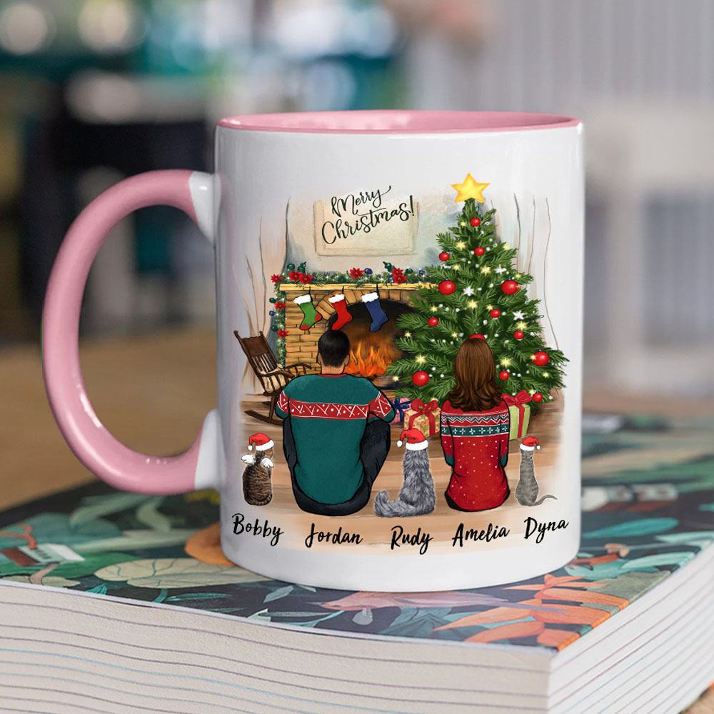 cat and cat owner christmas pink two tone accent mug gift for cat lovers