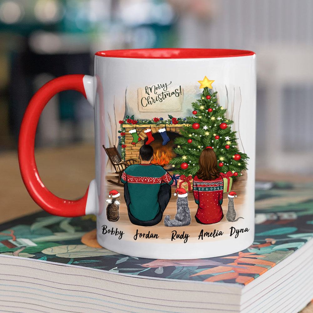 cat and cat owner christmas red two tone accent mug gift for cat lovers