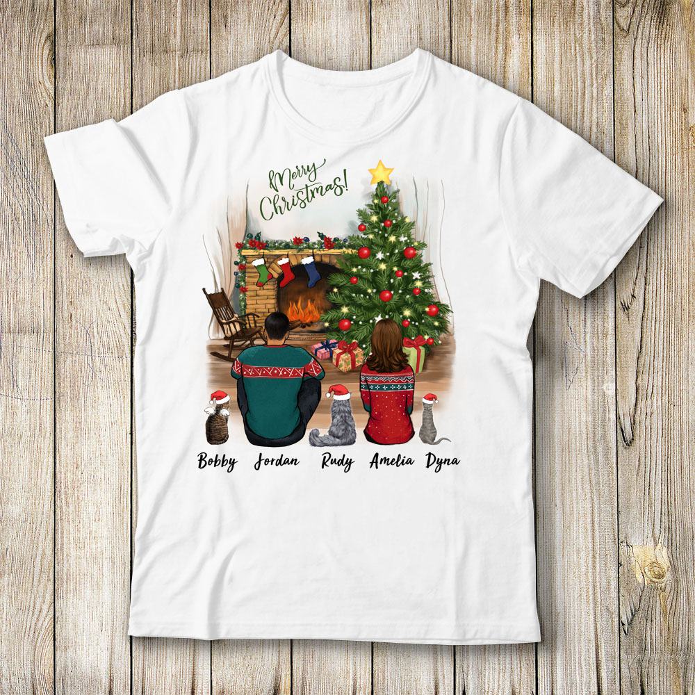 cat and cat owner christmas t shirt gift for cat lovers