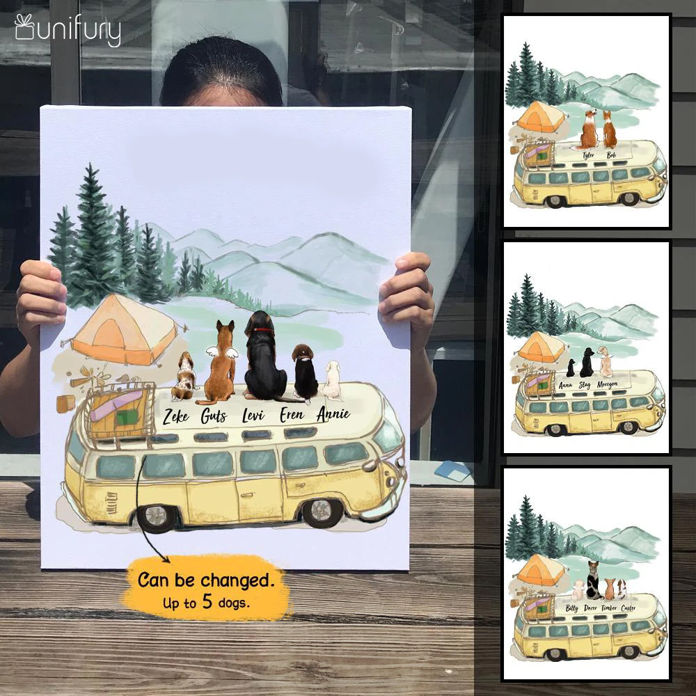 Custom Dog Canvas - Camping background