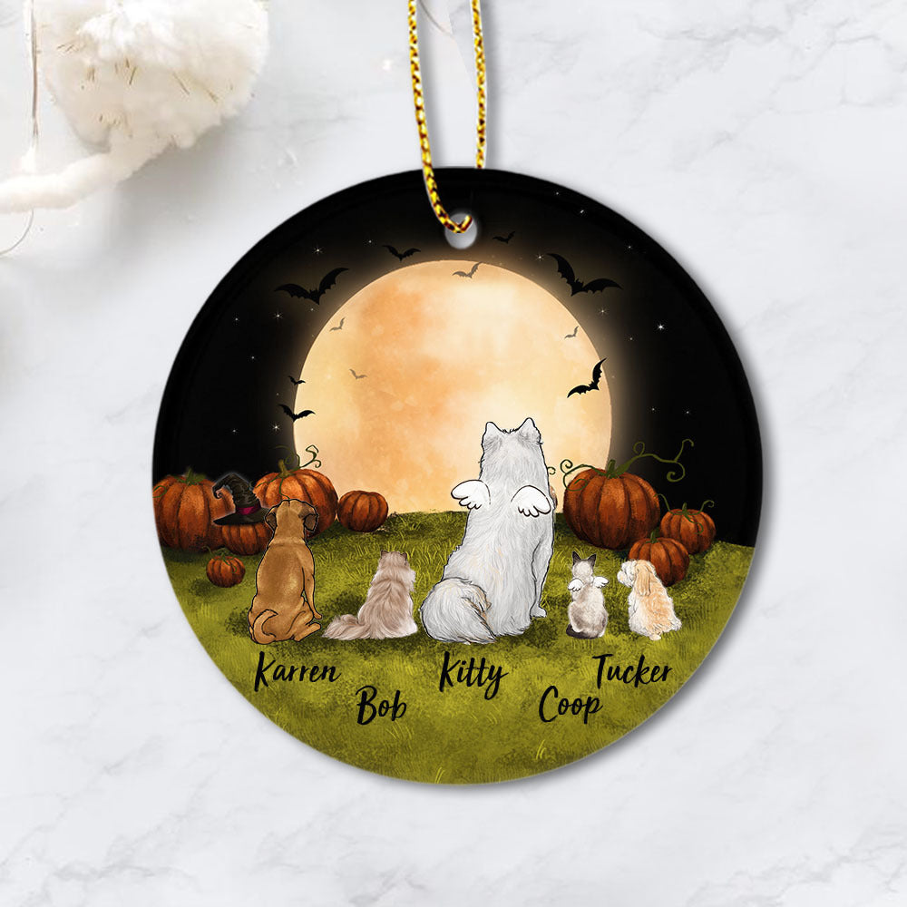 halloween circle ornament gift for dog and cat lovers
