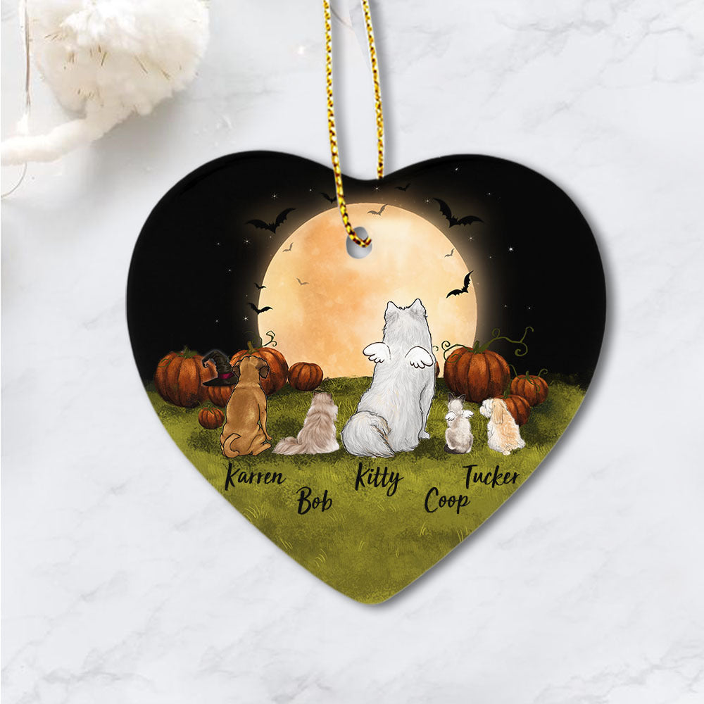 halloween heart ornament gift for dog and cat lovers
