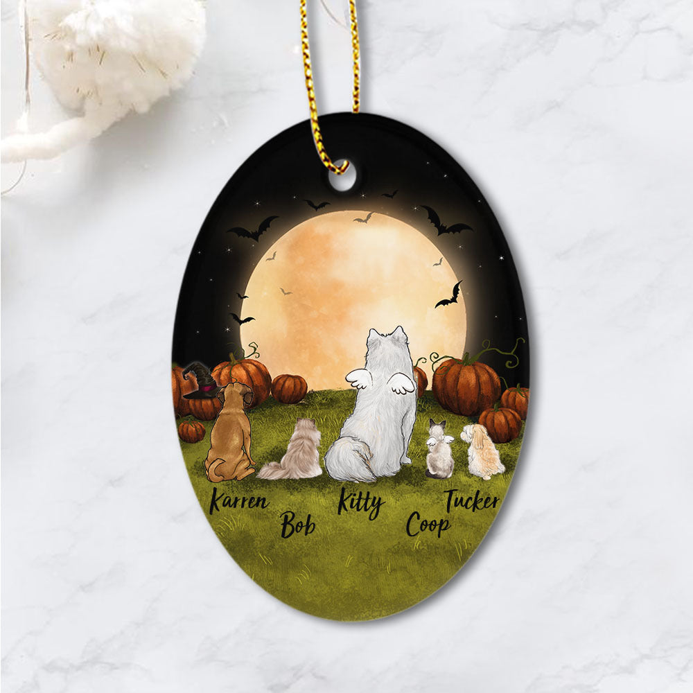 halloween oval ornament gift for dog and cat lovers