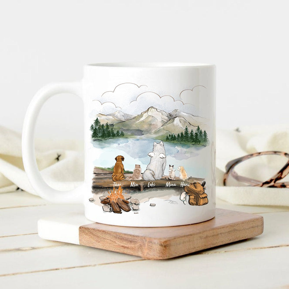owner hiking with dog and cat 11oz mug gift for dog cat lovers