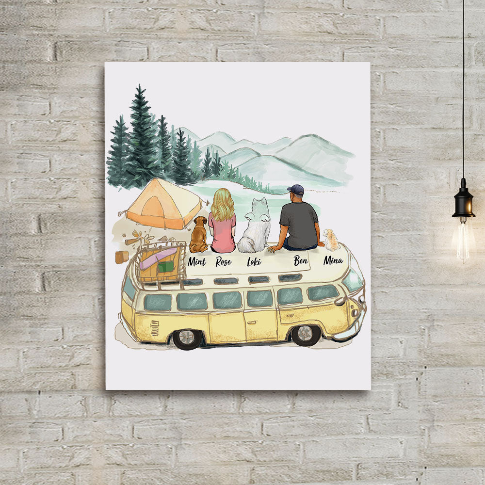 dog owner camping with dog canvas print gift for dog lovers