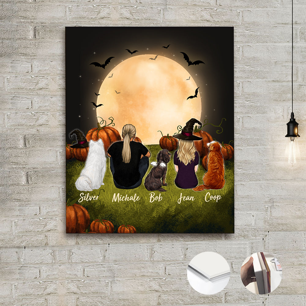 dog and dog owner halloween acrylic print gift for dog lovers