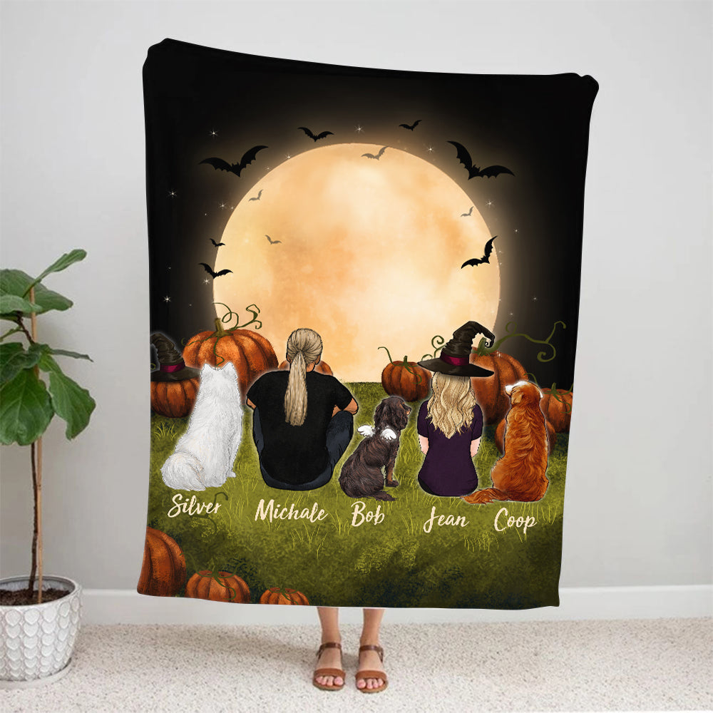 dog and dog owner halloween fleece blanket gift for dog lovers