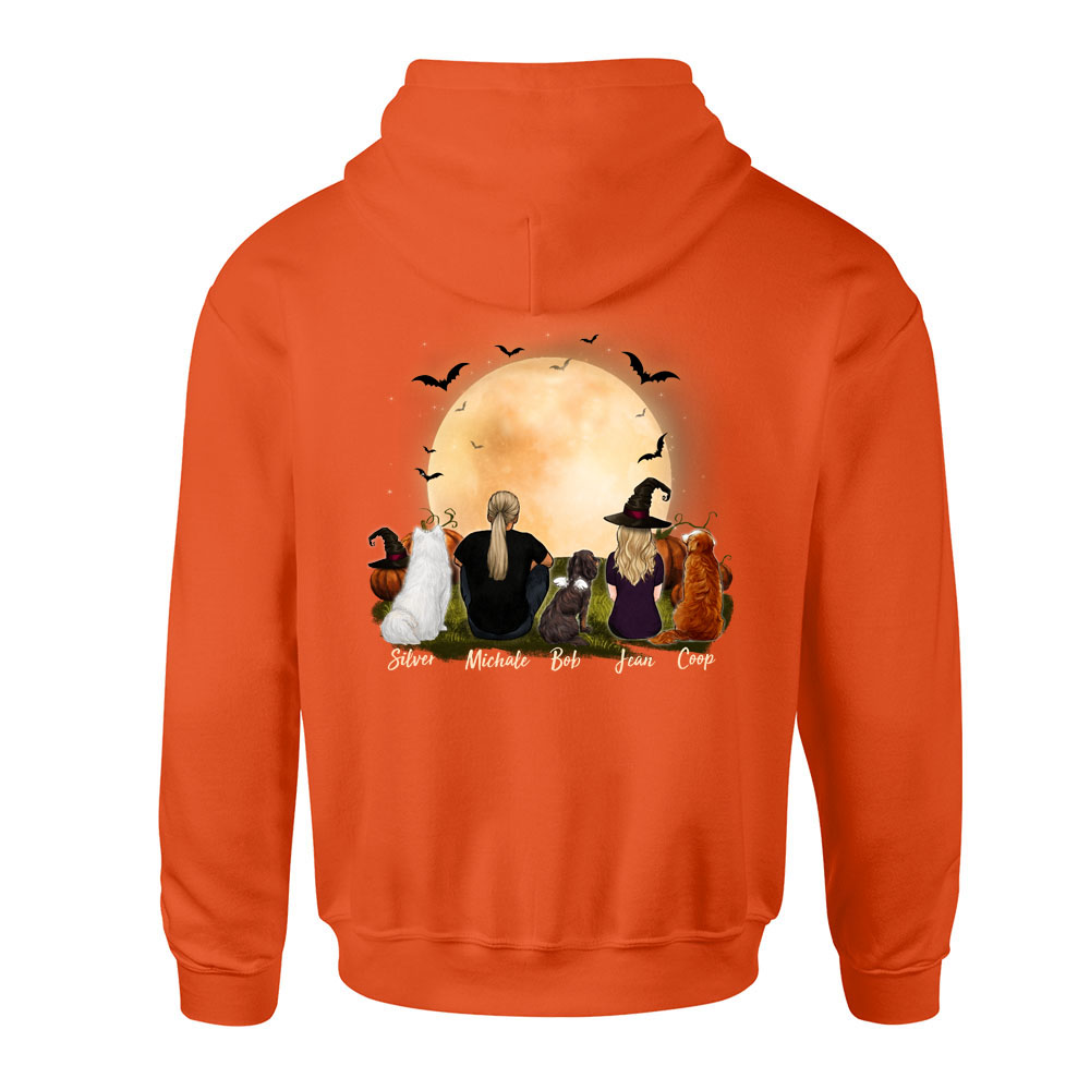 dog and dog owner orange halloween hoodie gift for dog lovers