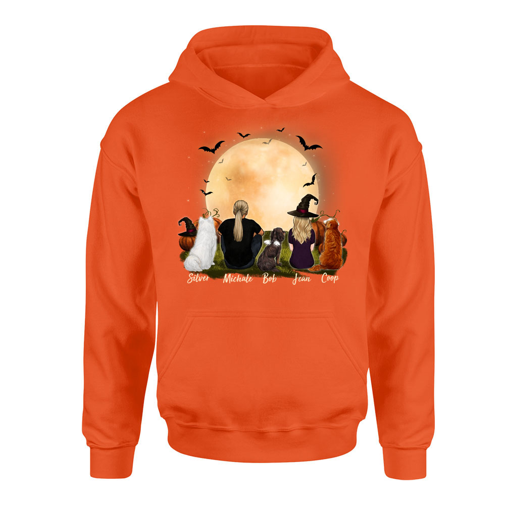 dog and dog owner orange halloween hoodie gift for dog lovers