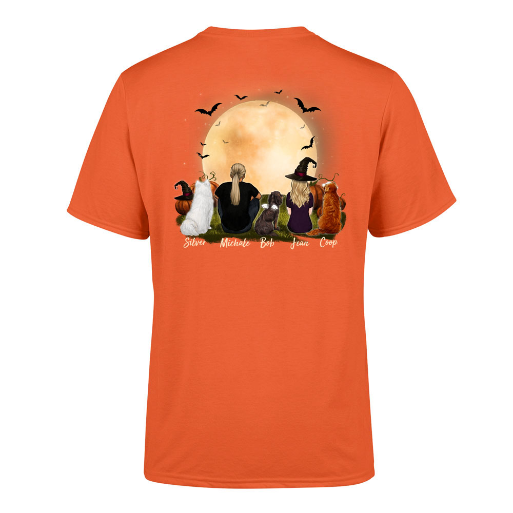dog and dog owner orange halloween t shirt gift for dog lovers