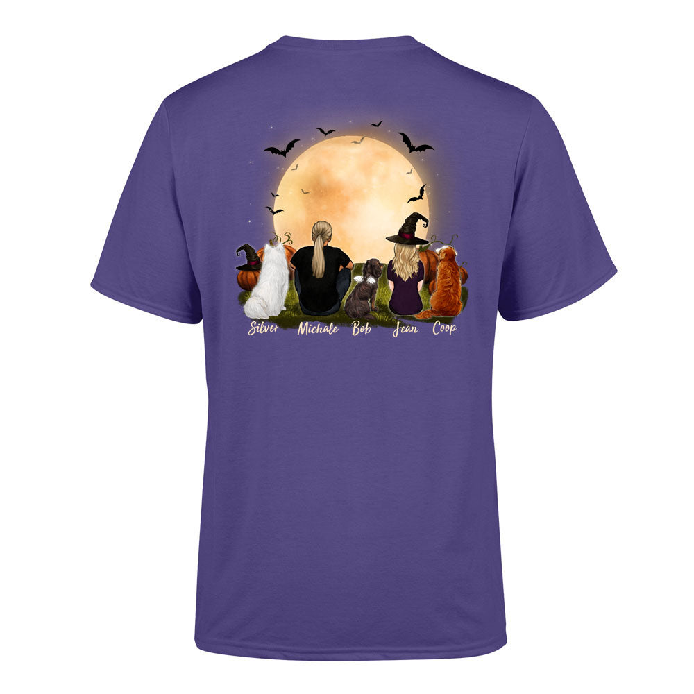 dog and dog owner purple halloween t shirt gift for dog lovers