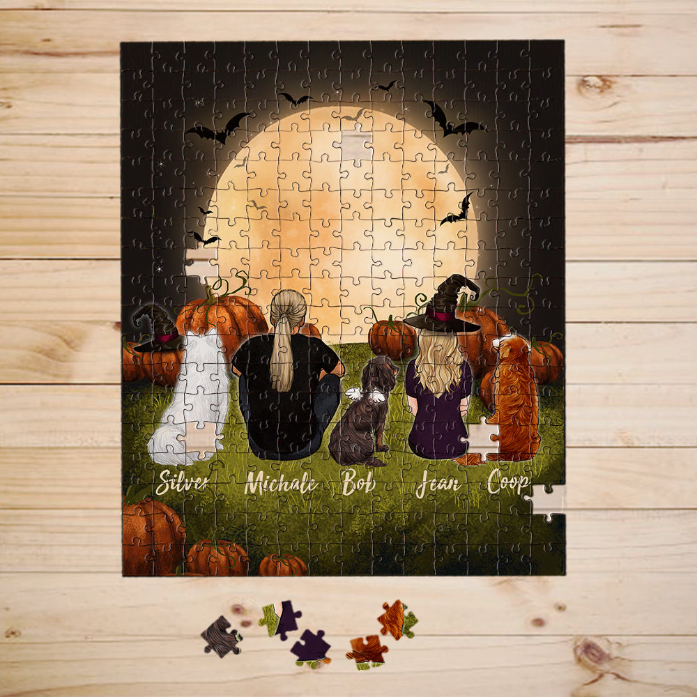 dog and dog owner halloween puzzle gift for dog lovers