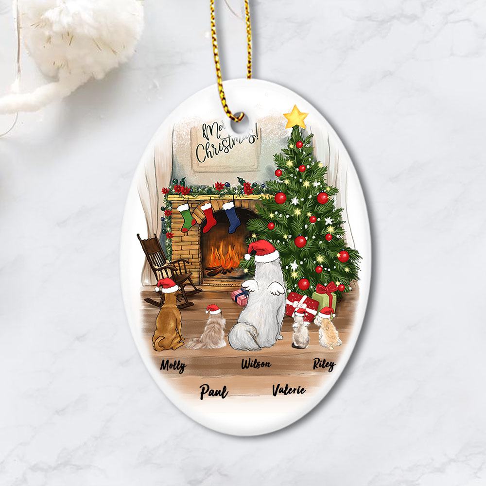 dog cat christmas oval ornament gift for dog and cat lovers