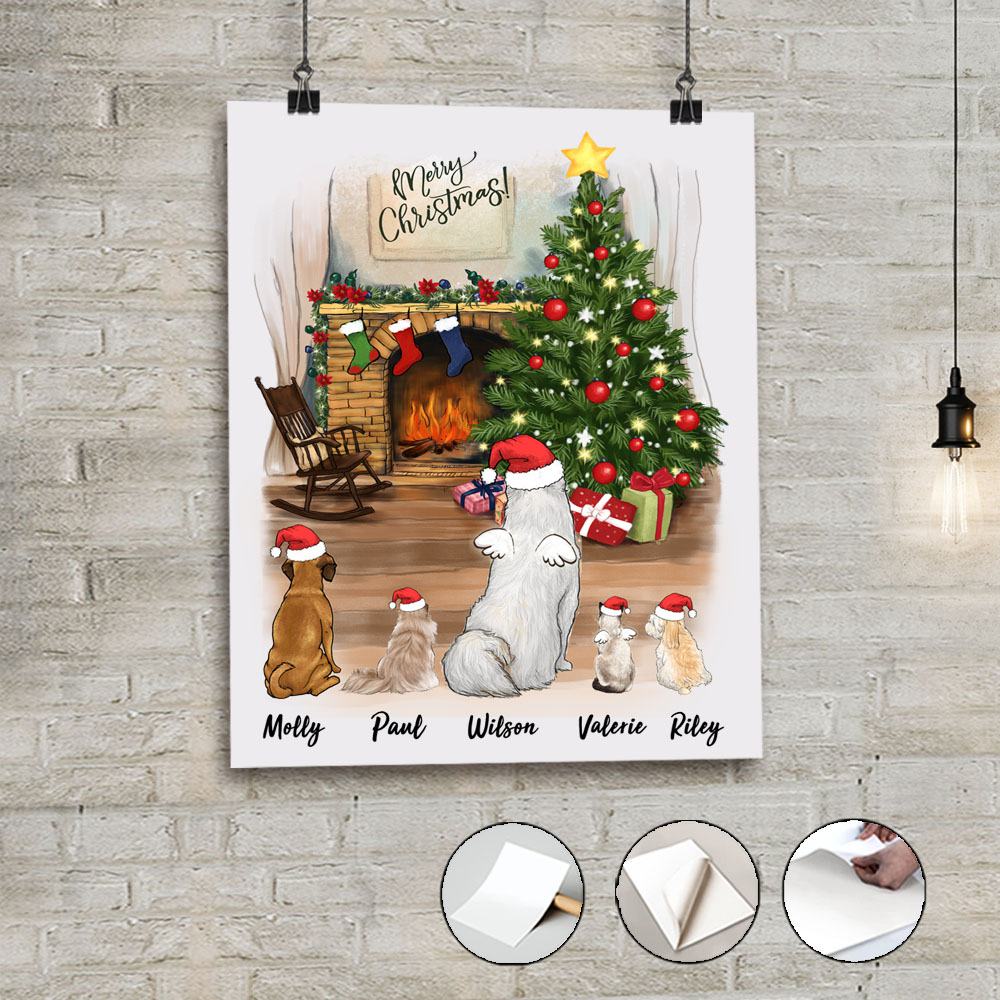 dog cat christmas peel stick poster gift for dog and cat lovers