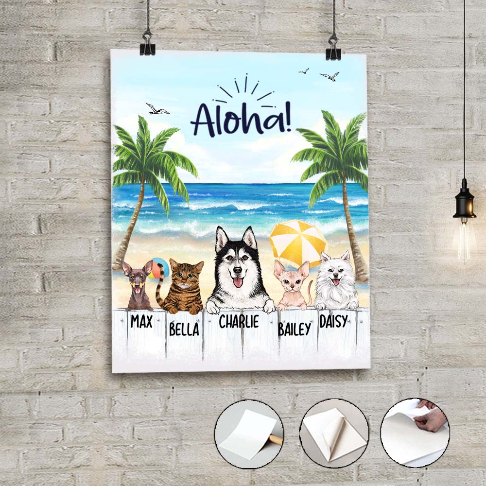 Personalized peel &amp; stick poster gifts for dog lovers - Summer beach